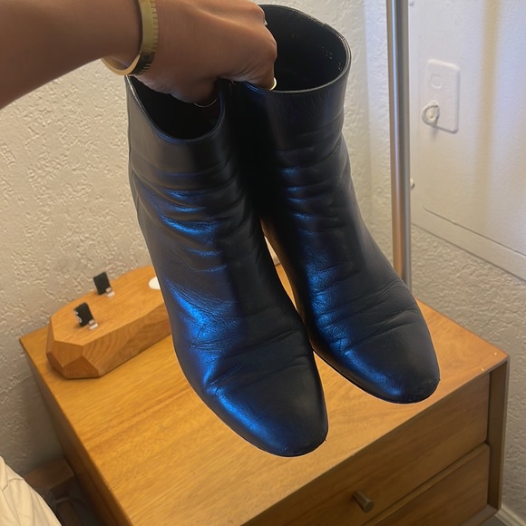 Vintage YSL y2k boots yves saint Laurent black leather ankle booties round toe - Picture 9 of 13